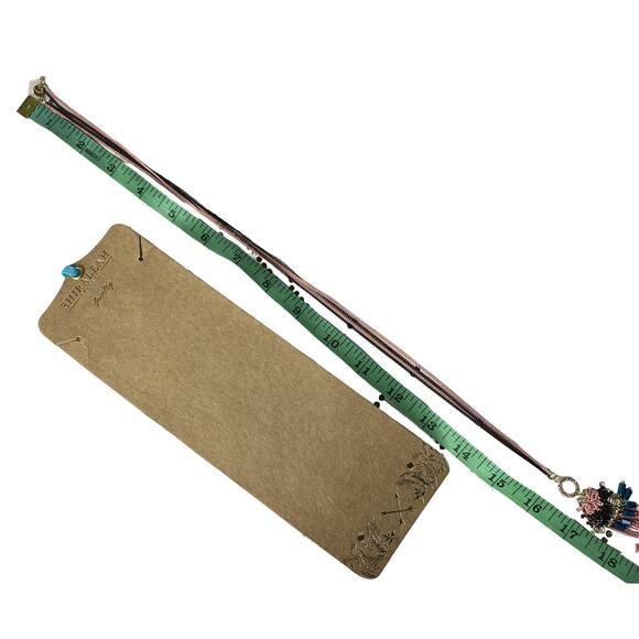 SHIRALEAH *NEW* Blush Pink Black Turquoise Sloan Chain Necklace Beaded Boho - Picture 6 of 6